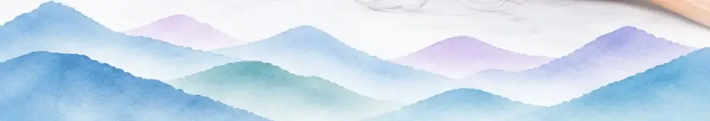 Wible wellness mountain logo-inspired watercolor landscape